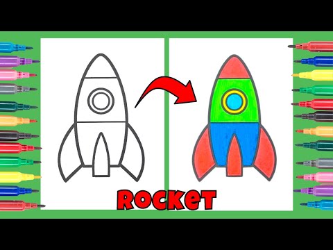 How to color a rocket with Crayola markers | Easy coloring for kids