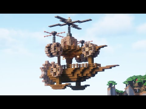 【Minecraft】スチームパンク風の飛行船の作り方/マインクラフト・マイクラ建築・睡眠用・寝落ち・作業用・癒し動画