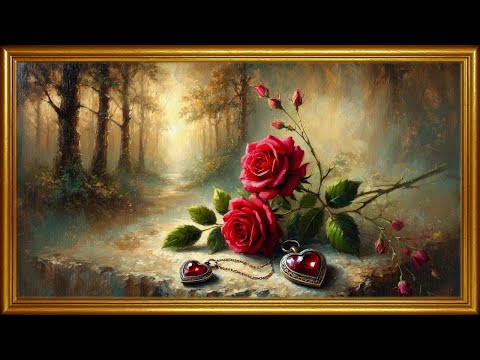 Vintage Red Roses Painting | Gold Frame TV Art | Floral Painting Screensaver |Valentine Vibes 4K 2hr