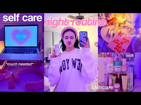 SELF CARE NIGHT routine! wind down with me: skincare, hair, journaling 🫧