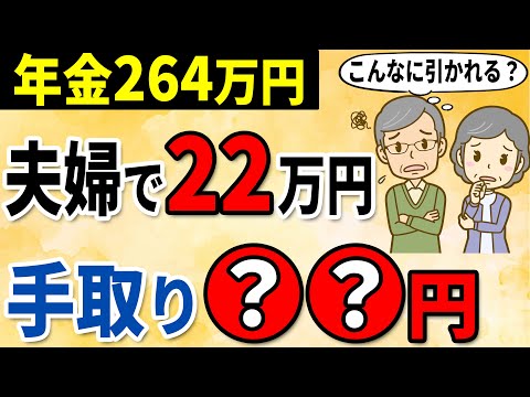 【年金から天引き】夫婦で年264万円(月22万円)の年金手取り額がヤバイ！年金から引かれる金額について解説！【社会保険料/税金】