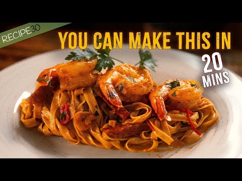 20 mins - Shrimp and Salami Pasta - Mediterranean Fusion