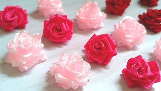 【簡単】🌹リボンで作るバラの花🌹【縫わない】How to make ribbon rose flower.(hand embroidery)