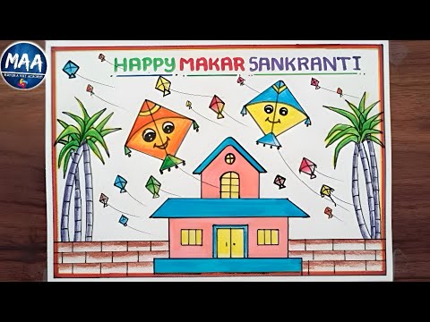 Makar Sankranti Drawing Easy | Happy Makar Sankranti Drawing | How to Draw Makar Sankranti Drawing