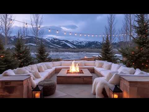 Cozy Winter Fireplace Ambience | Snowy Mountain Retreat Relaxing Jazz, Crackling Fire ASMR Sounds