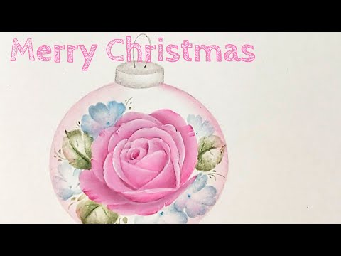 Tole painting rose Christmas ornament (acrylic painting)