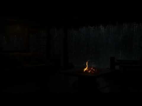 Tranquil Night: Heavy Rain, Thunder, and Fire Sounds for Quick Sleep