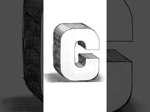 How to draw letter C 3D #3ddrawing