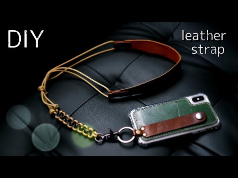 【DIY】 肩掛けスマホ用ストラップを作ろう!Leather Strap for  SmartPhone  (Paracod arranged )