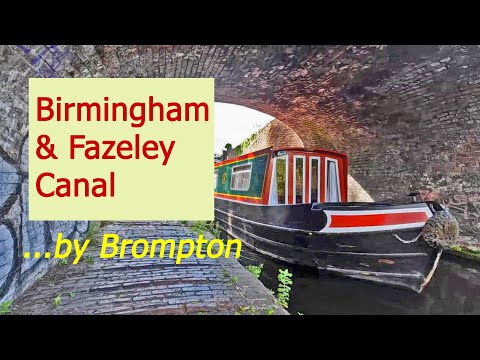 Brompton bike ride, Birmingham and Fazeley Canal, narrowboats