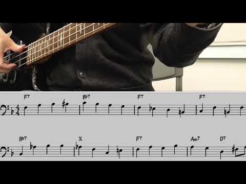 本当は内緒にしたかったプロが実際に弾いてるF Blues 真ん中の4小節①　F Blues middle 4 bars(Jazz Bass)from Miles Davis Quinted