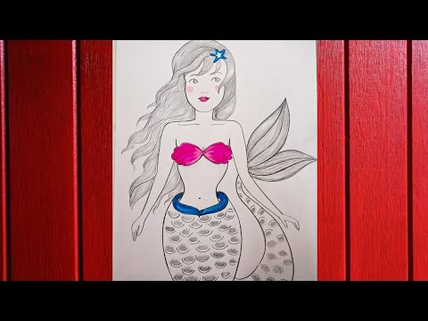 how to draw a mermaid//cómo dibujar Una sirena//jalpari ka chitra