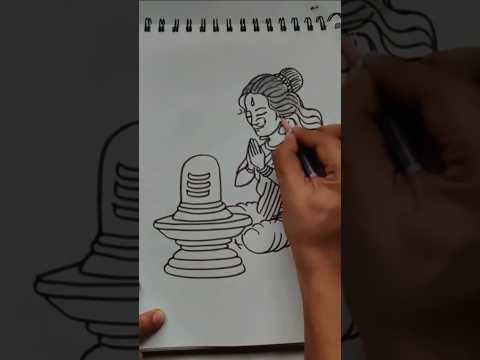 Quick simple and easy drawing of Maa Parvati worshipping shivji/ Shiv parvati/ Shivling/Maa Durga