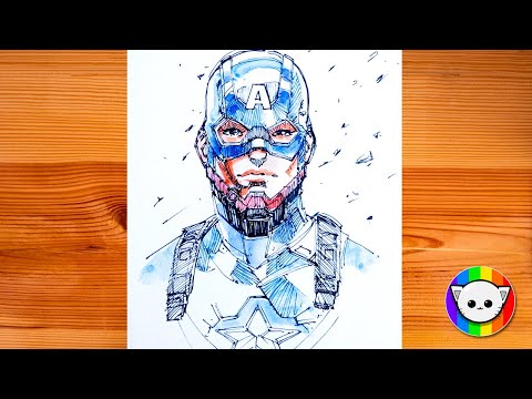 How to draw Captain America - Avengers sketch