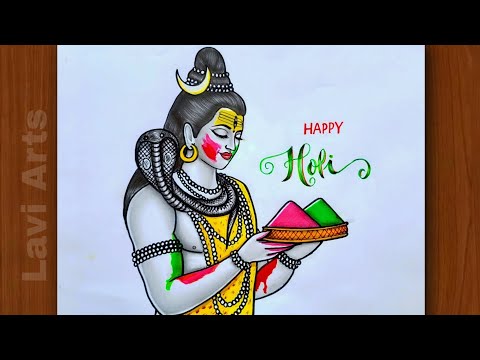 Happy Holi Mahadev | Mahadev playing holi drawing | Lord shiva drawing | Holi drawing | Lavi Arts