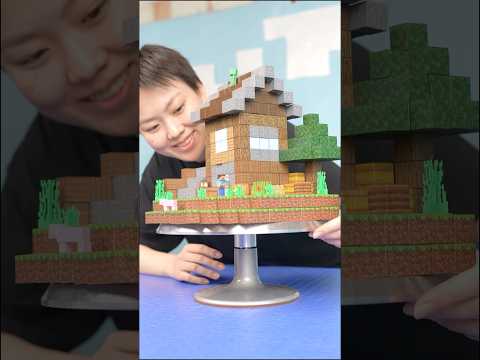 I built my dream Minecraft house irl🏡  #papercraft #satisfying #asmr #shorts