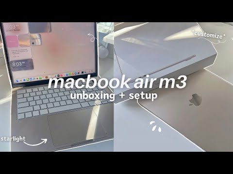 MACBOOK AIR M3 UNBOXING & SETUP *starlight* aesthetic customization!!