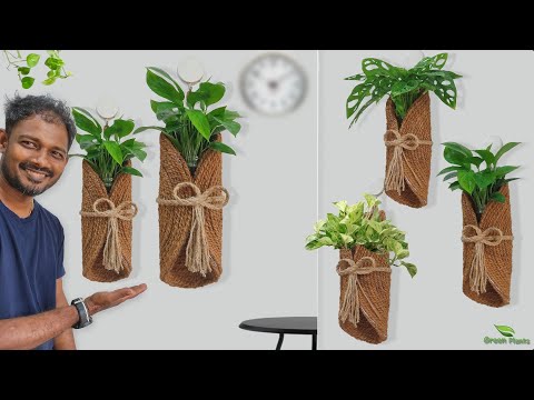 DIY Wall Mounted Pocket Planter Making at Home | Wall Hanging Plants Tutorial//GREEN PLANTS