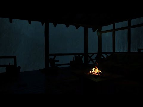 🌙 Peaceful Balcony Escape | Thunderstorms & Cozy Fireplace to Calm the Mind and Sleep Soundly 🔥⚡