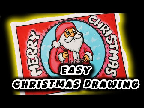 Merry Christmas drawing easy| Santa Claus drawing| Christmas Tree drawing| Merry Christmas poster