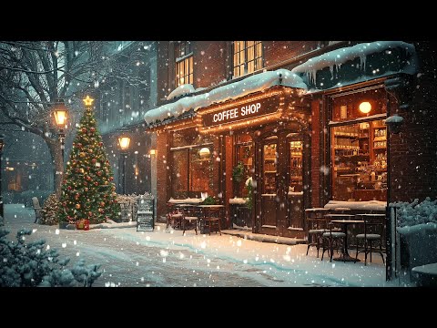 Soft Jazz in Cozy Coffee Shop Ambience on Snowy Day | Snowfall & Jazz Music to Chill Out