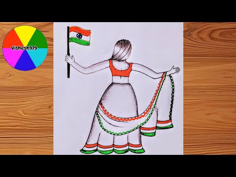 26January drawing/ republic day drawing / how to draw girl/Happy republic day/#26 January#vishesh979