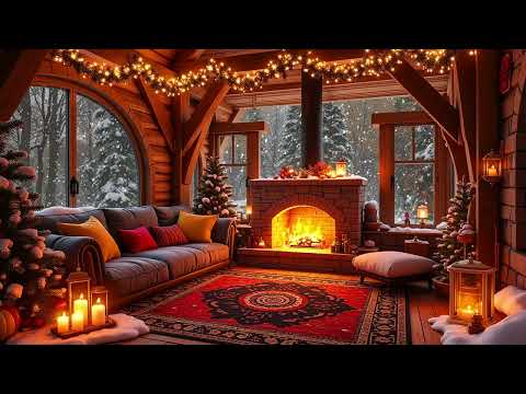 Cozy Winter Porch Vibes ❄ Soothing Jazz and Fireplace Sounds in the Fall Porch 🔥