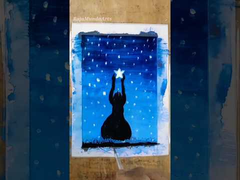 Beautiful night painting / Acrylic painting #shorts