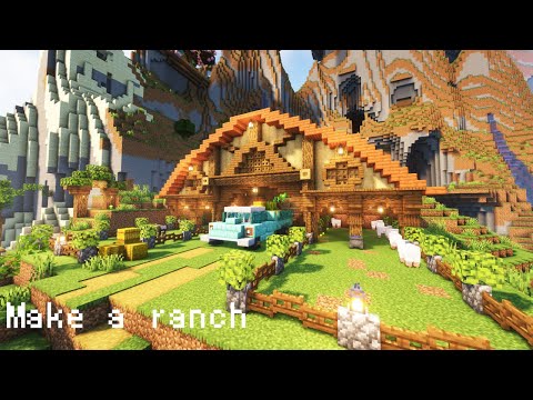 【マイクラ建築】牛と羊のおしゃれな牧場を作る - Build a ranch - 春夏秋冬の街作りシリーズ 【Minecraft】【マインクラフト】