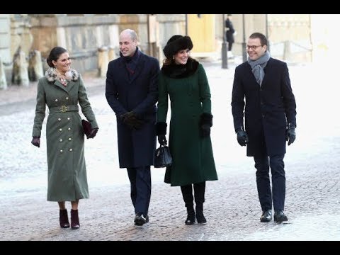 Colorful Duchess Kate and Crown Princess Victoria greet well-wishers in Stockholm