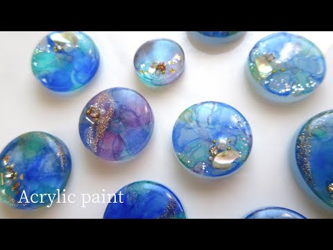 【レジン】宇宙⁉️100均アクリル絵の具で水彩風レジンパーツに挑戦🎨2タイプの作り方🌟resin/acrylic paint/watercolor style/how to💎#レジン