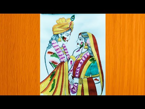 Radha krishna holi drawing | Happy holi drawing| Radha Krishna drawing easy | cute radha krishna art