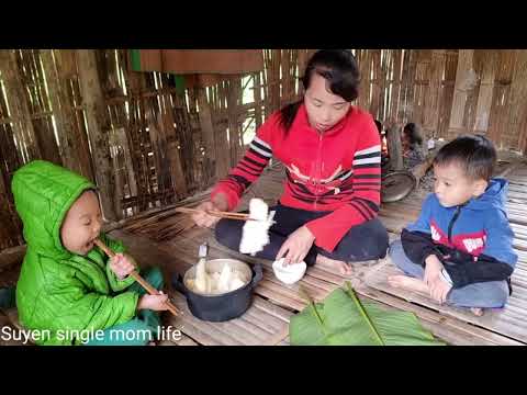 Full video:: Digs bamboo shoots, scoops fish, harvests banana tops to sell - and meets bad guys