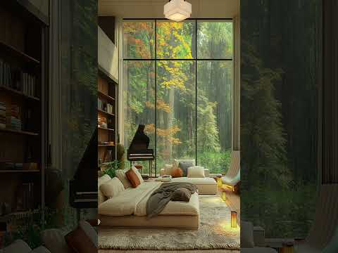 Cozy Rainforest Morning - Relaxing Jazz Music and Rain Sounds in Forest Bedroom