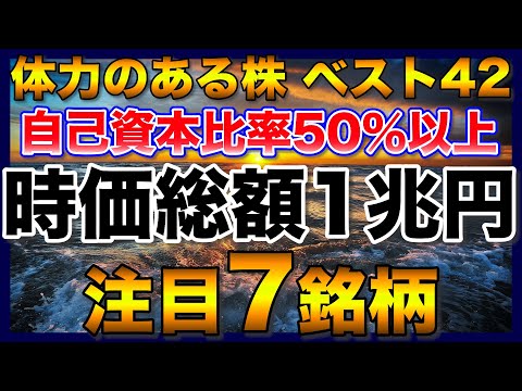 【高配当株】時価総額が1兆円超えで自己資本比率が50％以上の注目7銘柄【ベスト42社】【配当金】