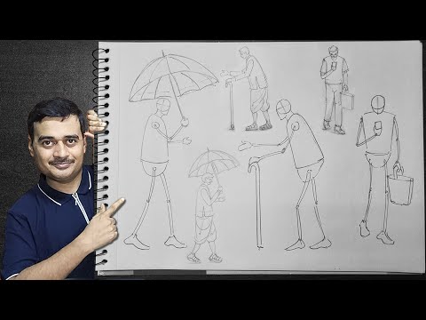 Human Figure Drawing Easy | How to make human figure drawing | Stick Figure Method