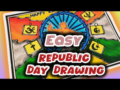 Republic Day Drawing Easy Steps / Republic Day Poster / How To Draw Republic Day Drawing