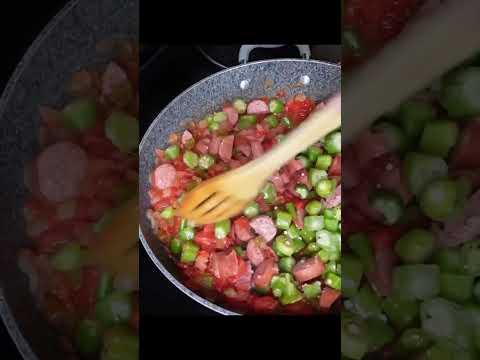 How to make the best Cajun Okra, Shrimp, Sausage & Tomato dish! No slime! #shortvideo #how #shorts