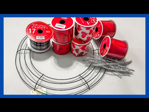 EASY RIBBON WREATH DIY || Valentine Wreath Tutorial || Dollar Tree Wreath