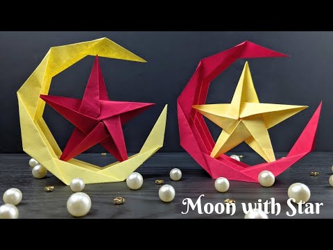 How to make Moon and star with paper / Ramadan Craft / Ramadan decoration ideas #papercraft #diy