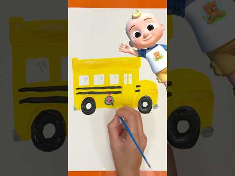 Easy Wheels on the Bus Painting! 🎨! CoComelon Crafts! #shorts #cocomelon