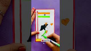 Republic Day Drawing Easy Steps | BTS girl Drawing | Republic Day drawing #flagshorts #cartoon