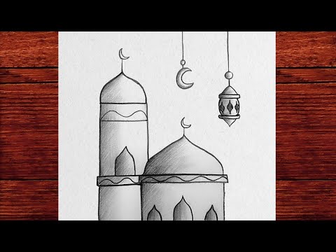 Kolay Ramazan Resmi Nasıl Çizilir - Kolay Cami Çizimi - Adım Adım Ramazan Resmi Çizimi