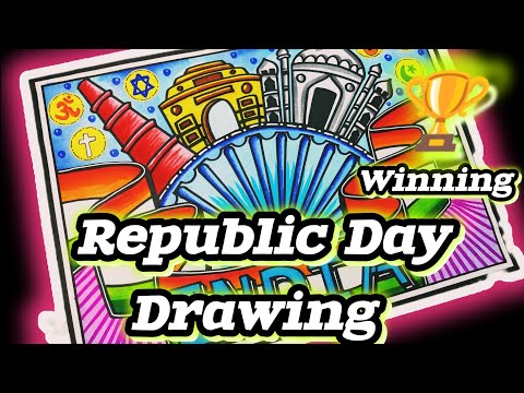 Republic Day Drawing Easy Steps / Republic Day Poster / How To Draw Republic Day Drawing