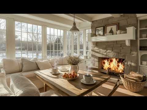 Cozy Winter Fireplace Ambiance | Crackling Fireplace Sounds & Morning ASMR for Focus and Relaxation