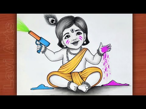 Krishna ji Holi drawing| Happy holi drawing| Krishna drawing | Holi drawing krishna |Drawing Picture