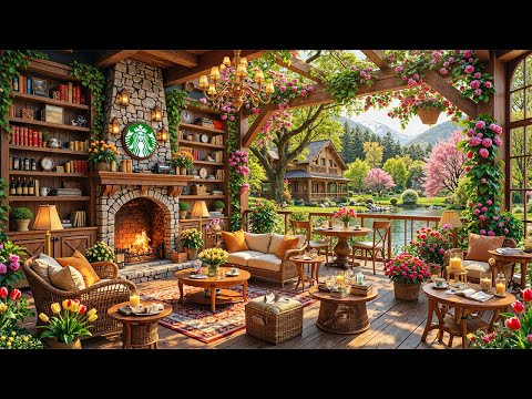 スタバジャズの癒し️🌱春のカフェ、暖炉でくつろぎ🎼Starbucks Jazz Coffee Porch🎶甘美なピアノジャズコレクション – 朝から夜まで楽しめる心地よい音楽 - 카페 음악