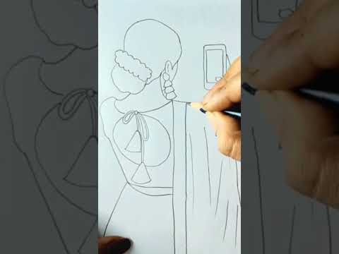 How to draw Girl with phone #shorts_ #shorts#short#diwali #ytshort #art #shortsfeed #dipawali#selfie