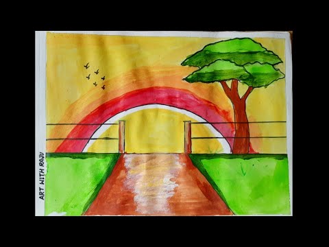 Beautiful scenery drawing/drawing tutorial/#shortsarts