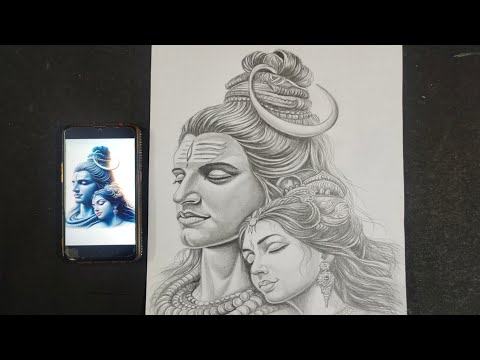 Shiv Parwati Drawing, Shade /pencil drawing / how to draw /easy drawing tutorial /drawing tutorial